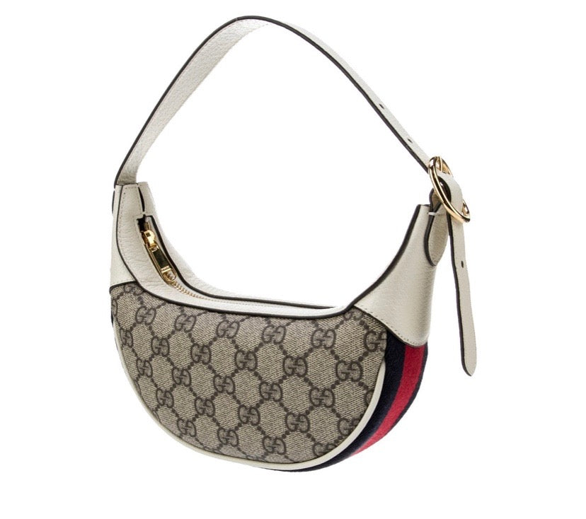 GUCCI GG SUPREME CANVAS CALFSKIN MINI HOBO BAG