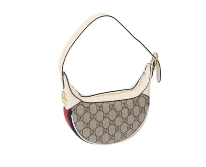 GUCCI GG SUPREME CANVAS CALFSKIN MINI HOBO BAG