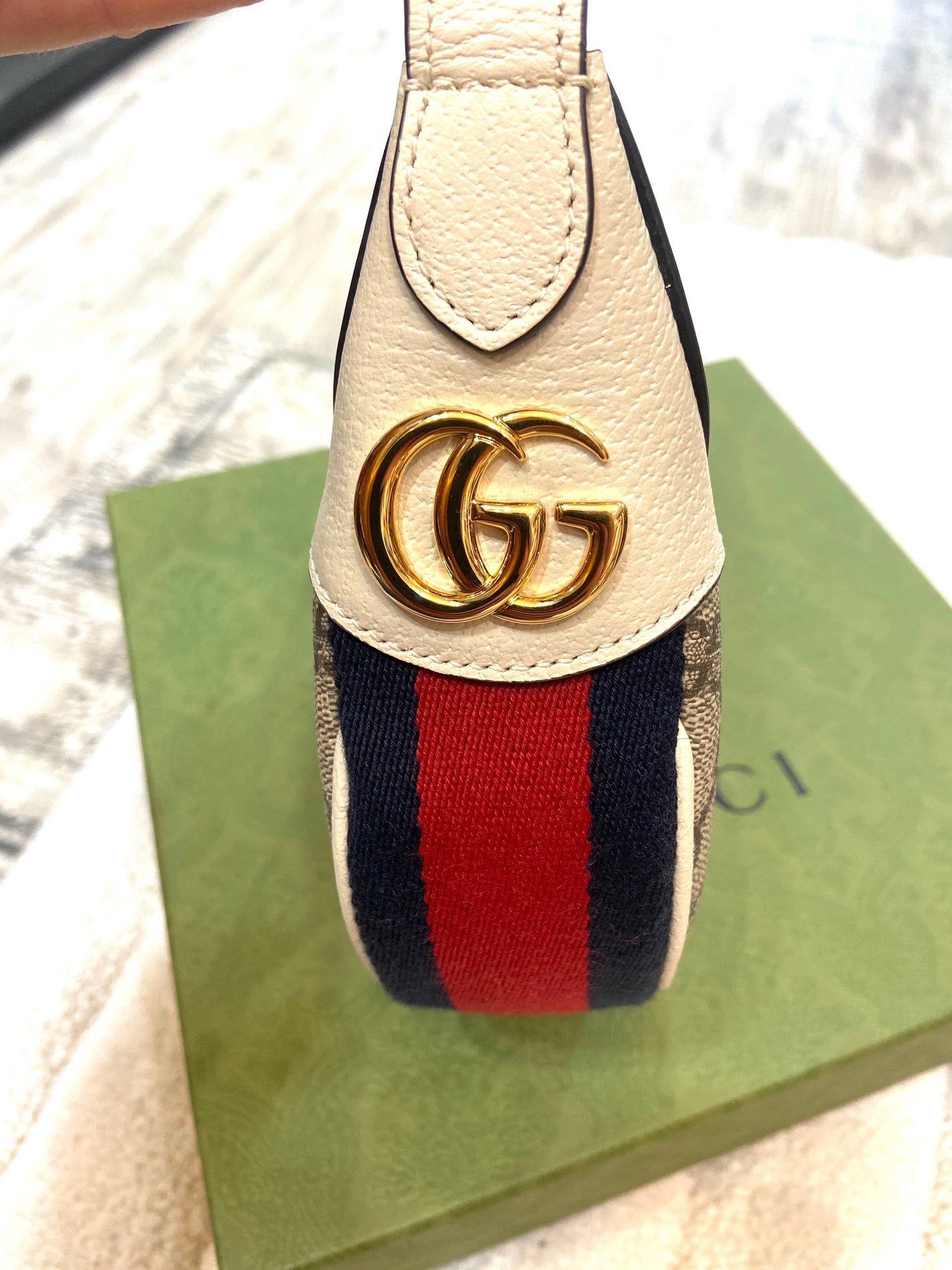 GUCCI GG SUPREME CANVAS CALFSKIN MINI HOBO BAG