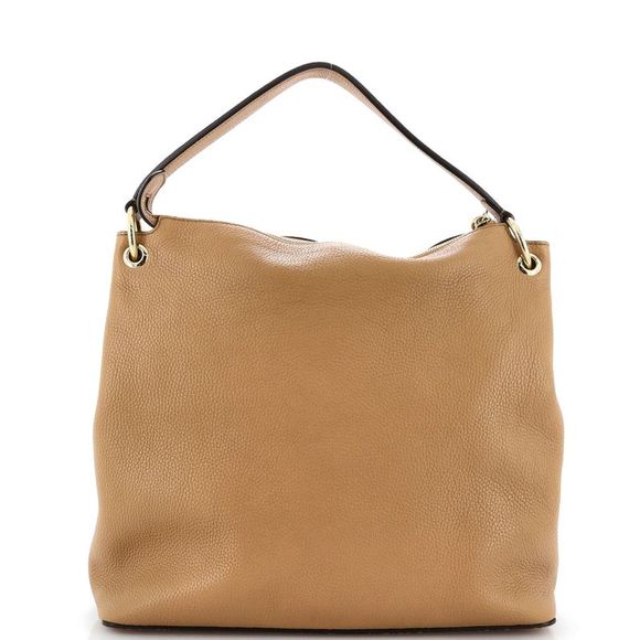GUCCI PEBBLED CALFSKIN LEATHER CAMELIA TWO WAY LARGE SOHO BAG