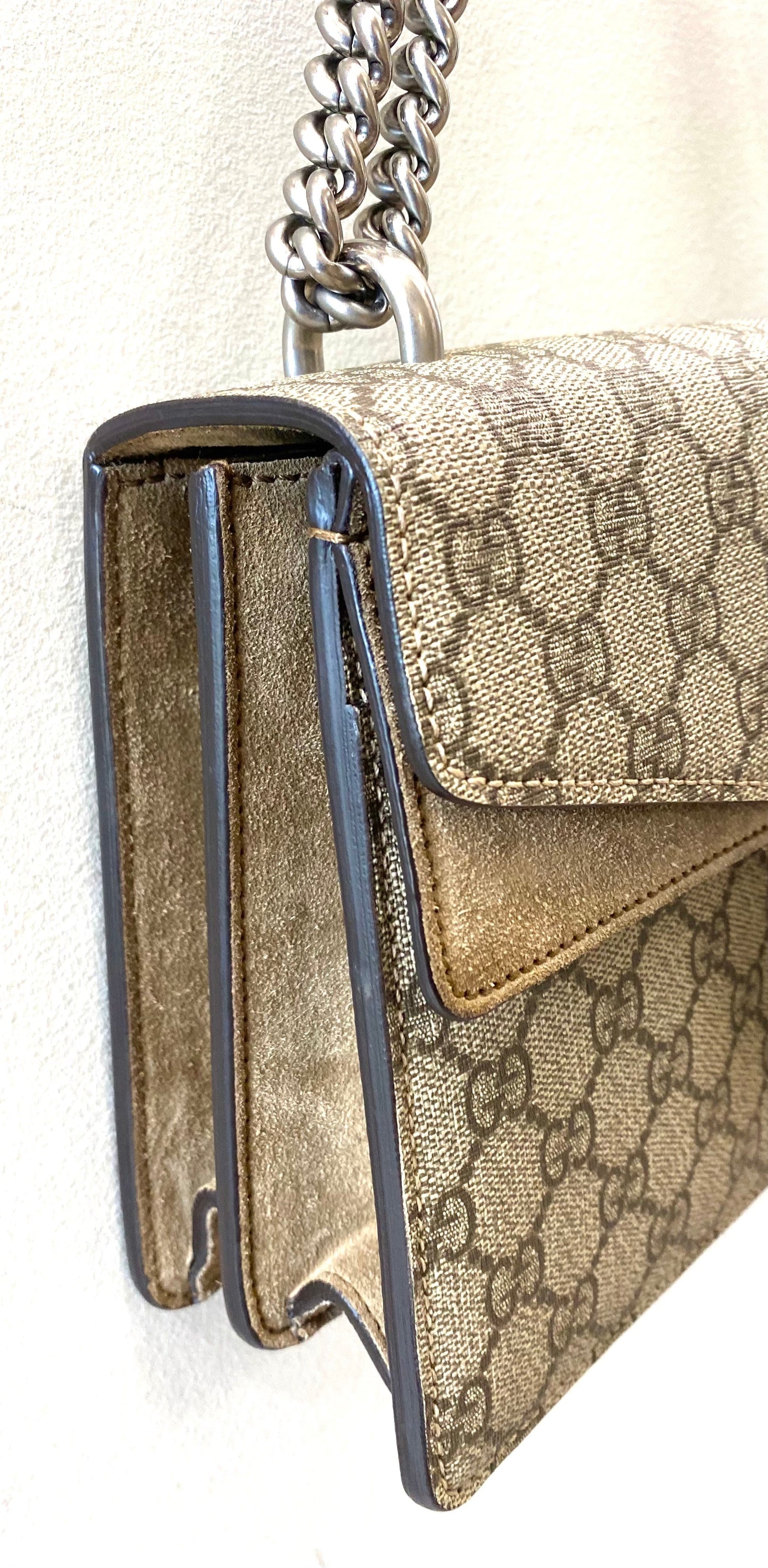 GUCCI GG SUPREME DIONYSUS SUEDE TRIM SMALL SHOULDER BAG