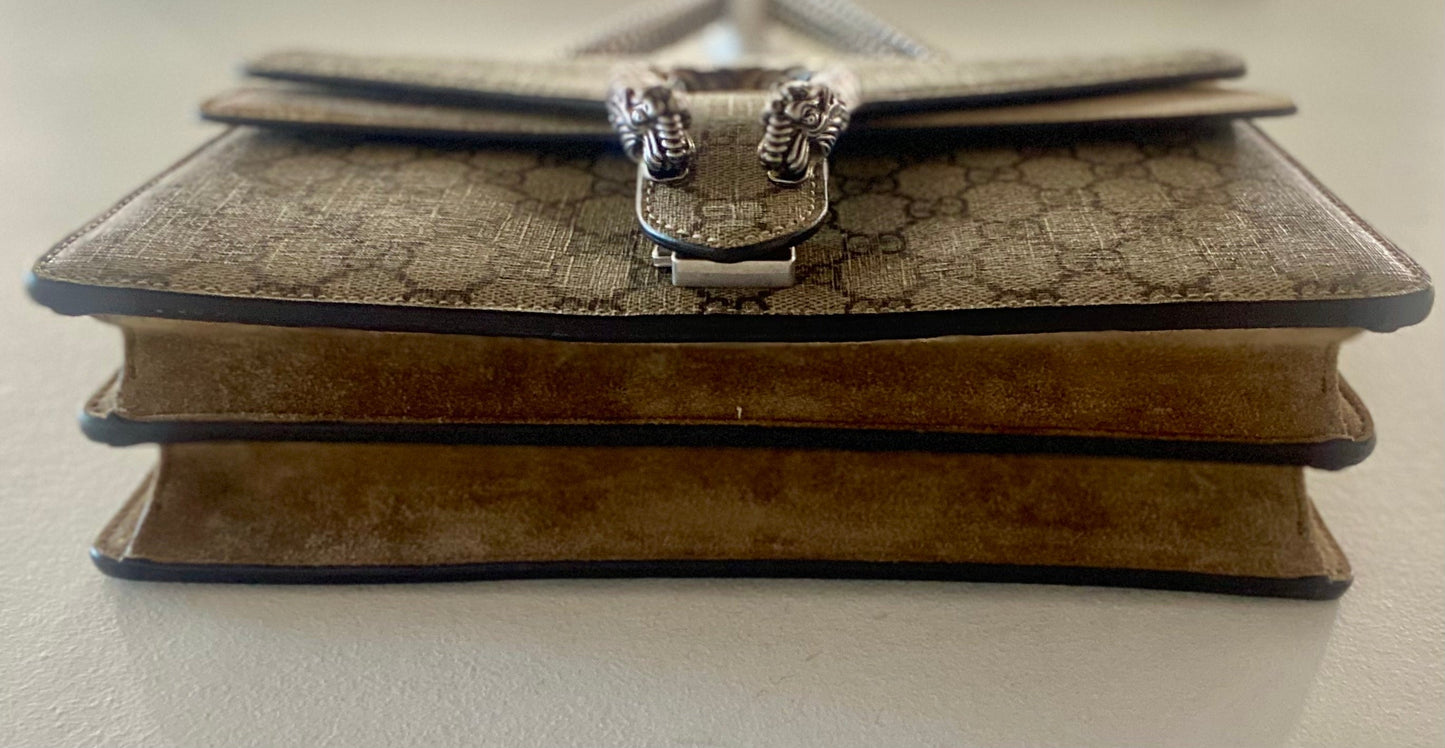 GUCCI GG SUPREME DIONYSUS SUEDE TRIM SMALL SHOULDER BAG