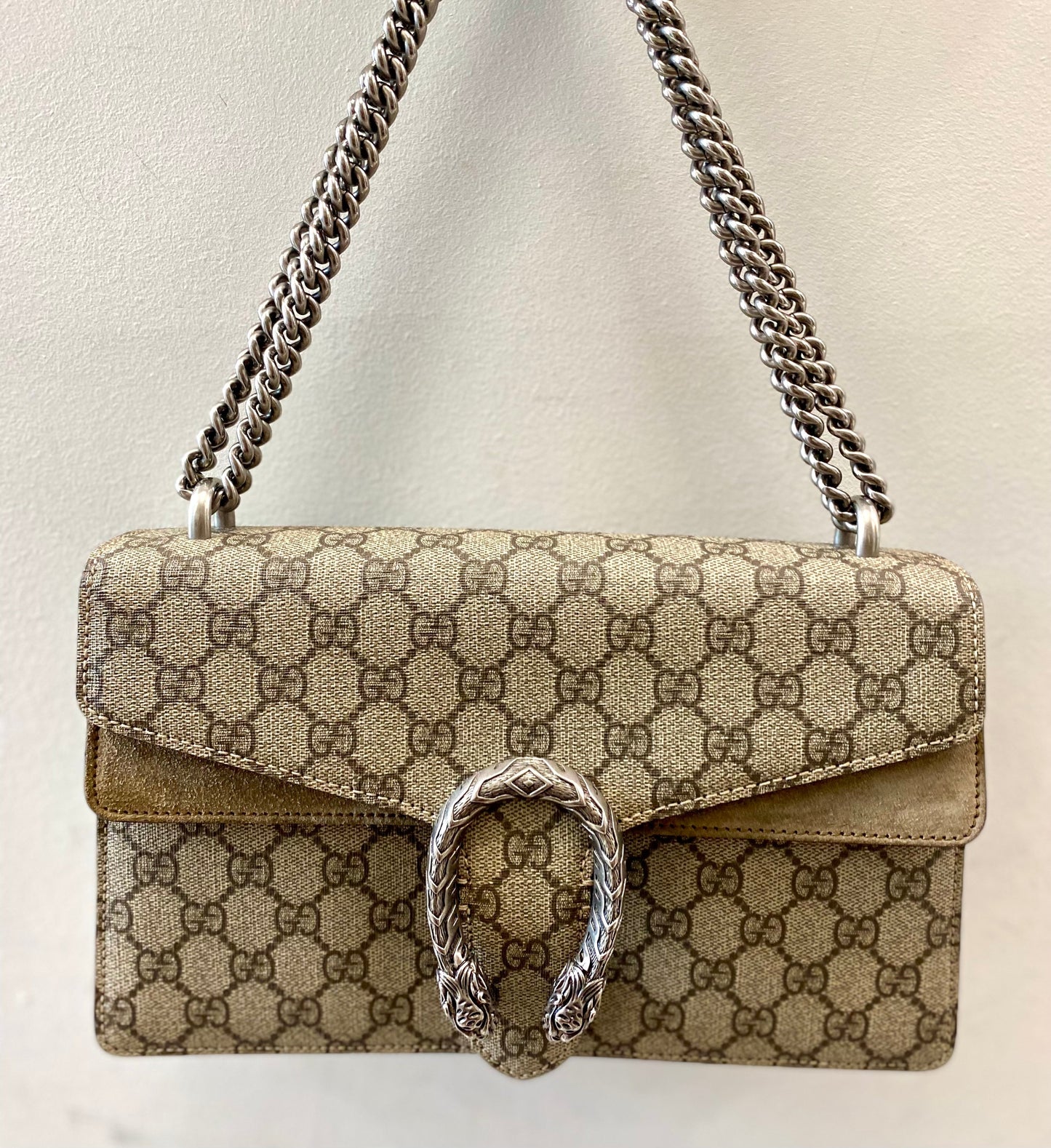 GUCCI GG SUPREME DIONYSUS SUEDE TRIM SMALL SHOULDER BAG