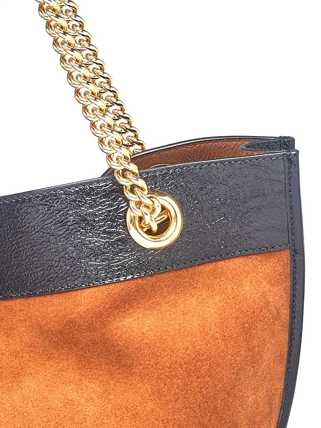 GUCCI BROWN SUEDE TIGER WEB RAJAH LARGE TOTE BAG