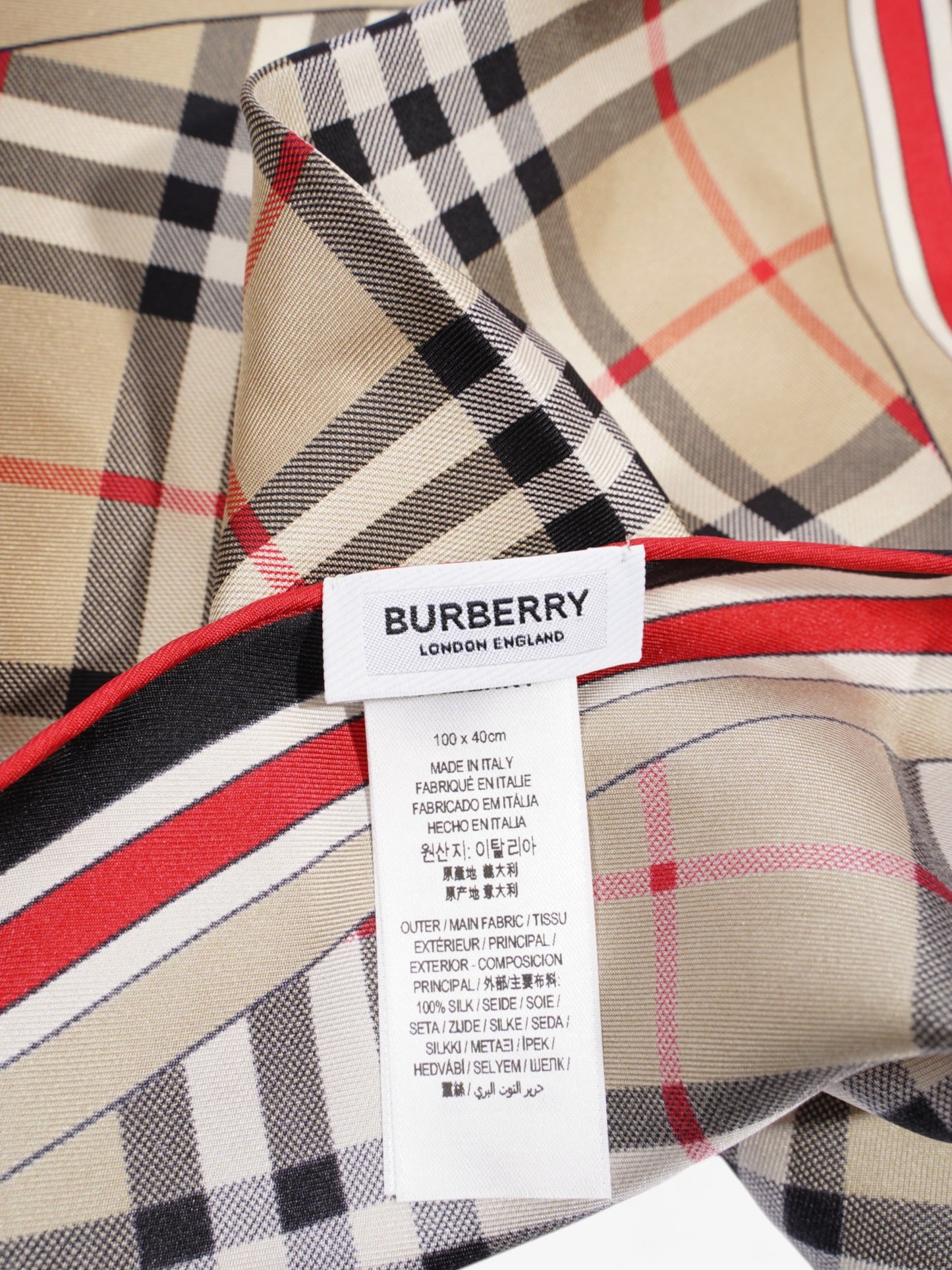 Burberry Vintage Check Losange Archive Beige / Red Silk