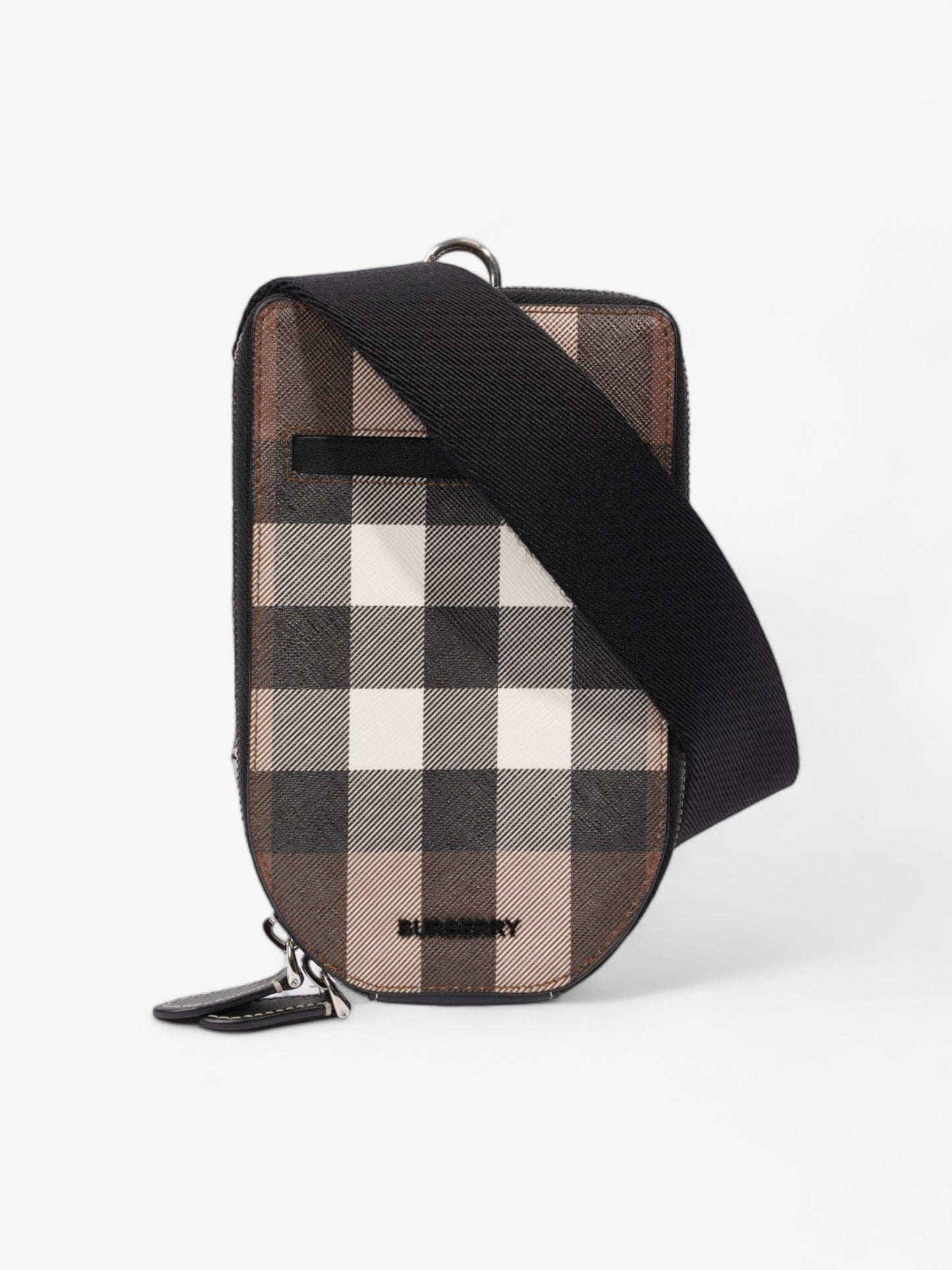 Burberry Phone Case Crossbody Dark Birch Brown Coated Canvas