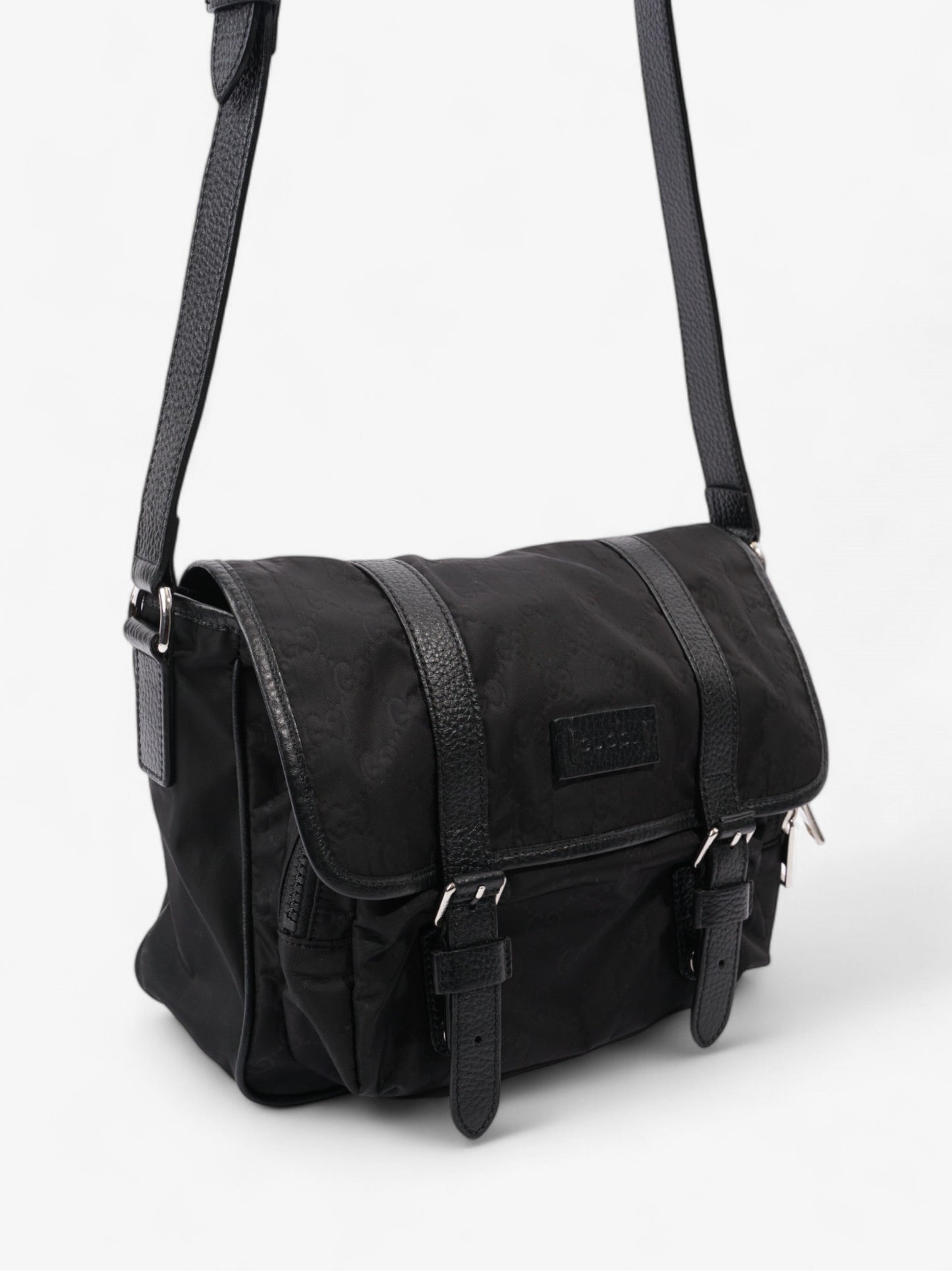 Gucci Monogram Messenger Bag Black Nylon