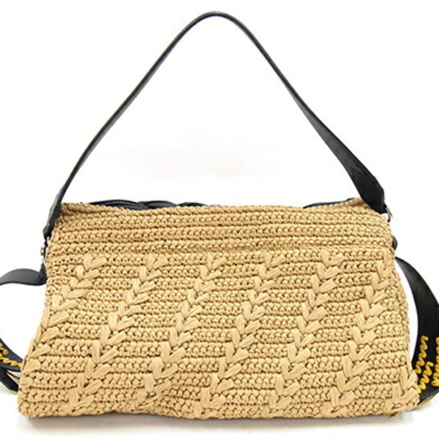 GIVENCHY ID93 LARGE RAFFIA & LEATHER SHOULDER BAG
