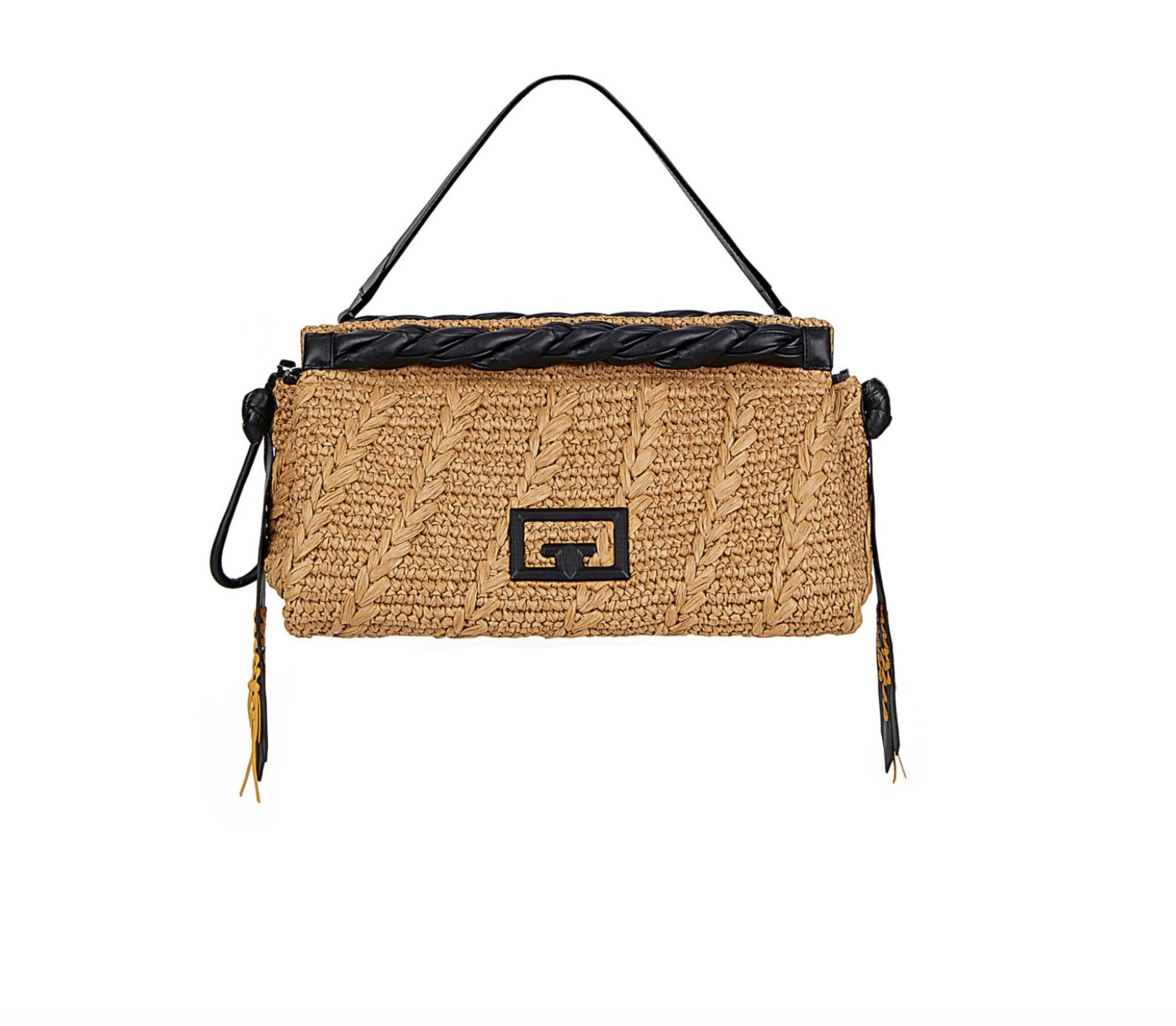 GIVENCHY ID93 LARGE RAFFIA & LEATHER SHOULDER BAG
