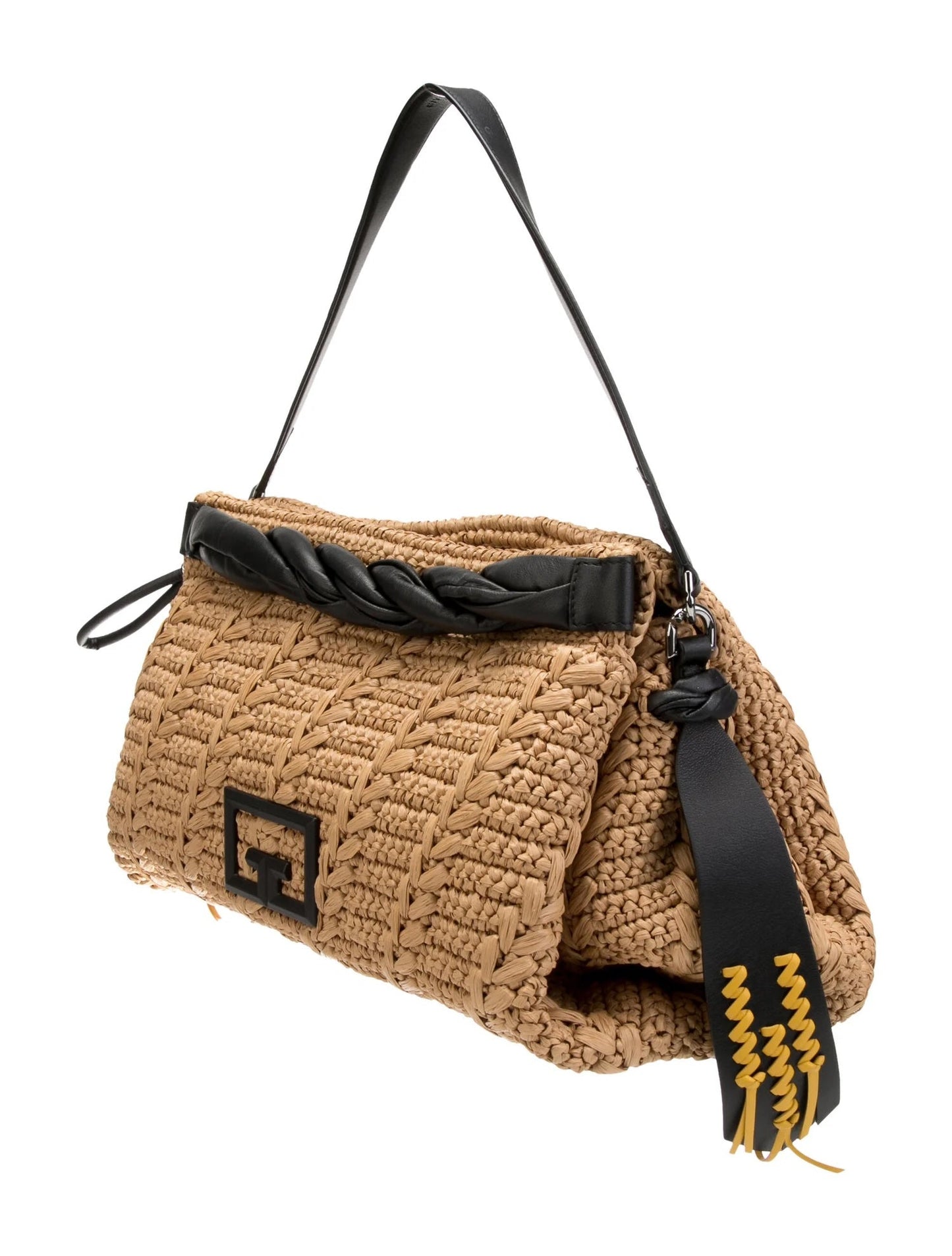 GIVENCHY ID93 LARGE RAFFIA & LEATHER SHOULDER BAG
