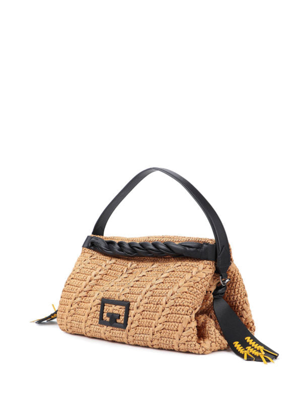 GIVENCHY ID93 LARGE RAFFIA & LEATHER SHOULDER BAG