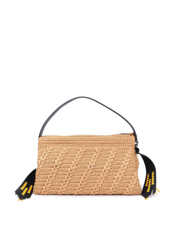 GIVENCHY ID93 LARGE RAFFIA & LEATHER SHOULDER BAG