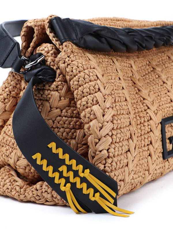 GIVENCHY ID93 LARGE RAFFIA & LEATHER SHOULDER BAG