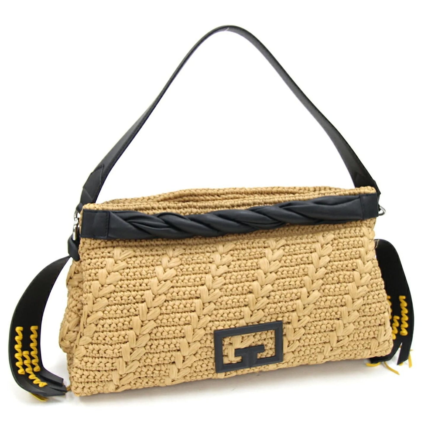 GIVENCHY ID93 LARGE RAFFIA & LEATHER SHOULDER BAG