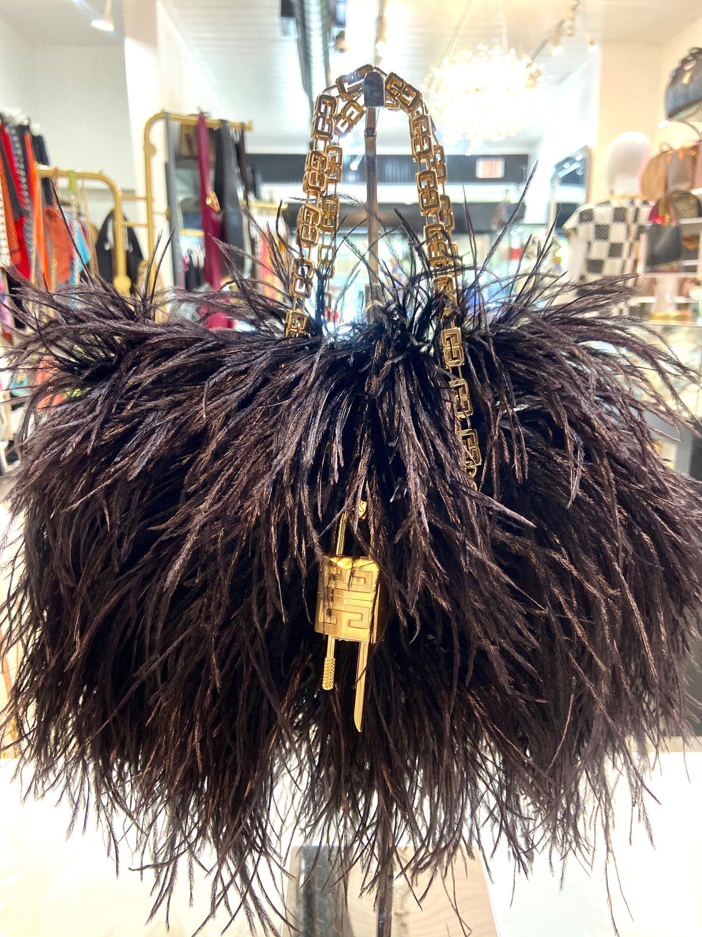 GIVENCHY KENNY SILK OSTRICH FEATHERS MULTICARRY MINI BAG