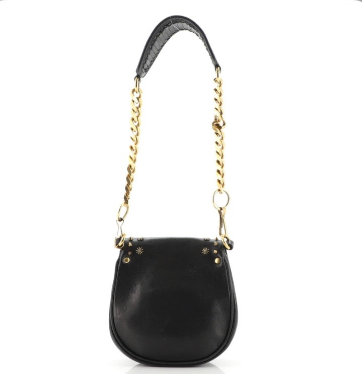 GIVENCHY CALFSKIN LEATHER STAR STUDS MINI CHAIN SADDLE BAG
