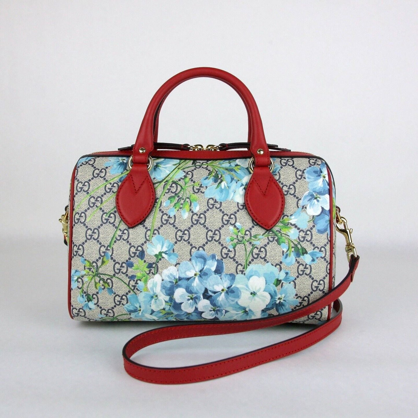 GUCCI GG SUPREME MONOGRAM BLOOMS SMALL BOSTON BAG