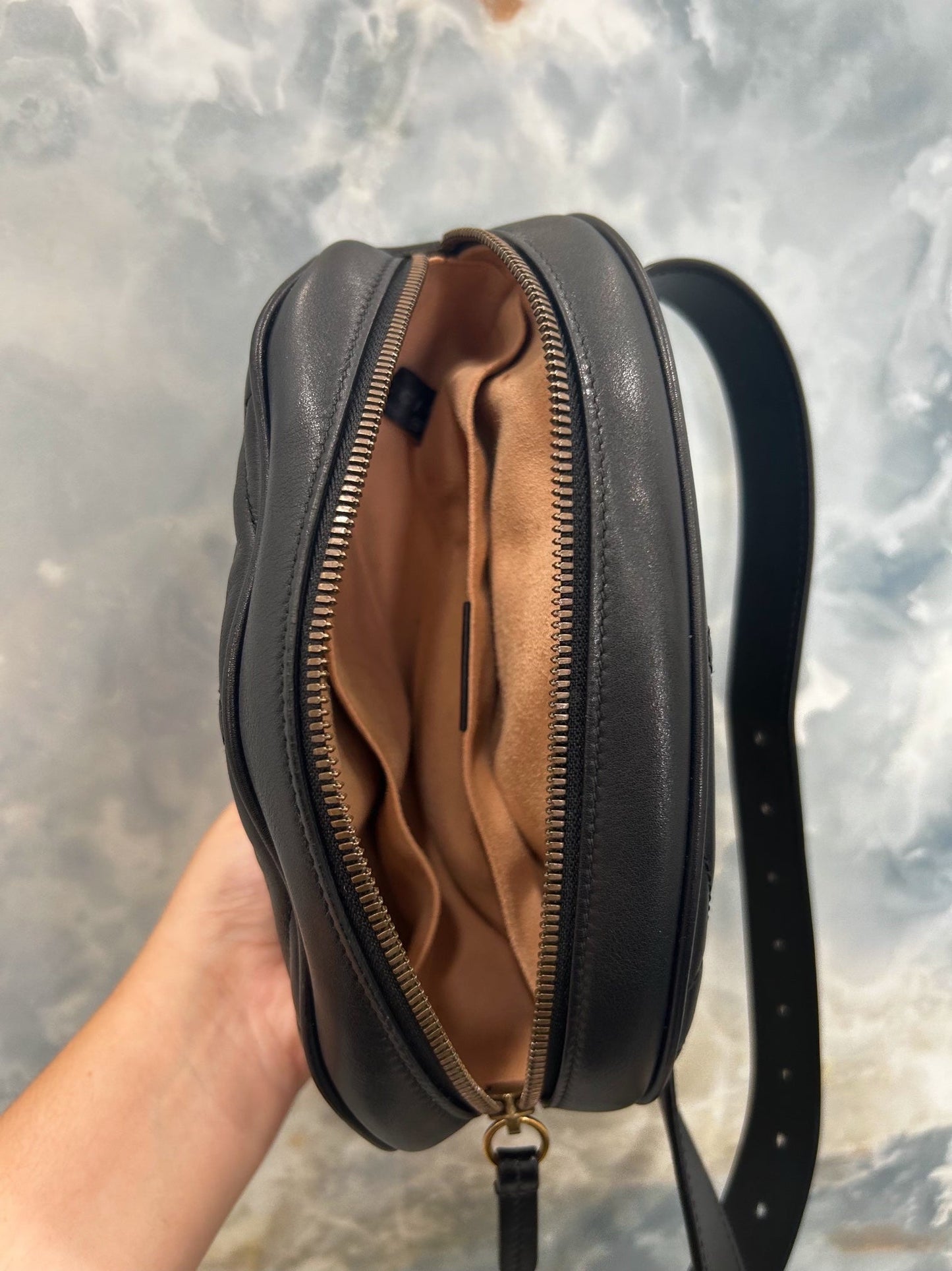 GUCCI GG MARMONT CALFSKIN LEATHER MATELASSE BELT BAG