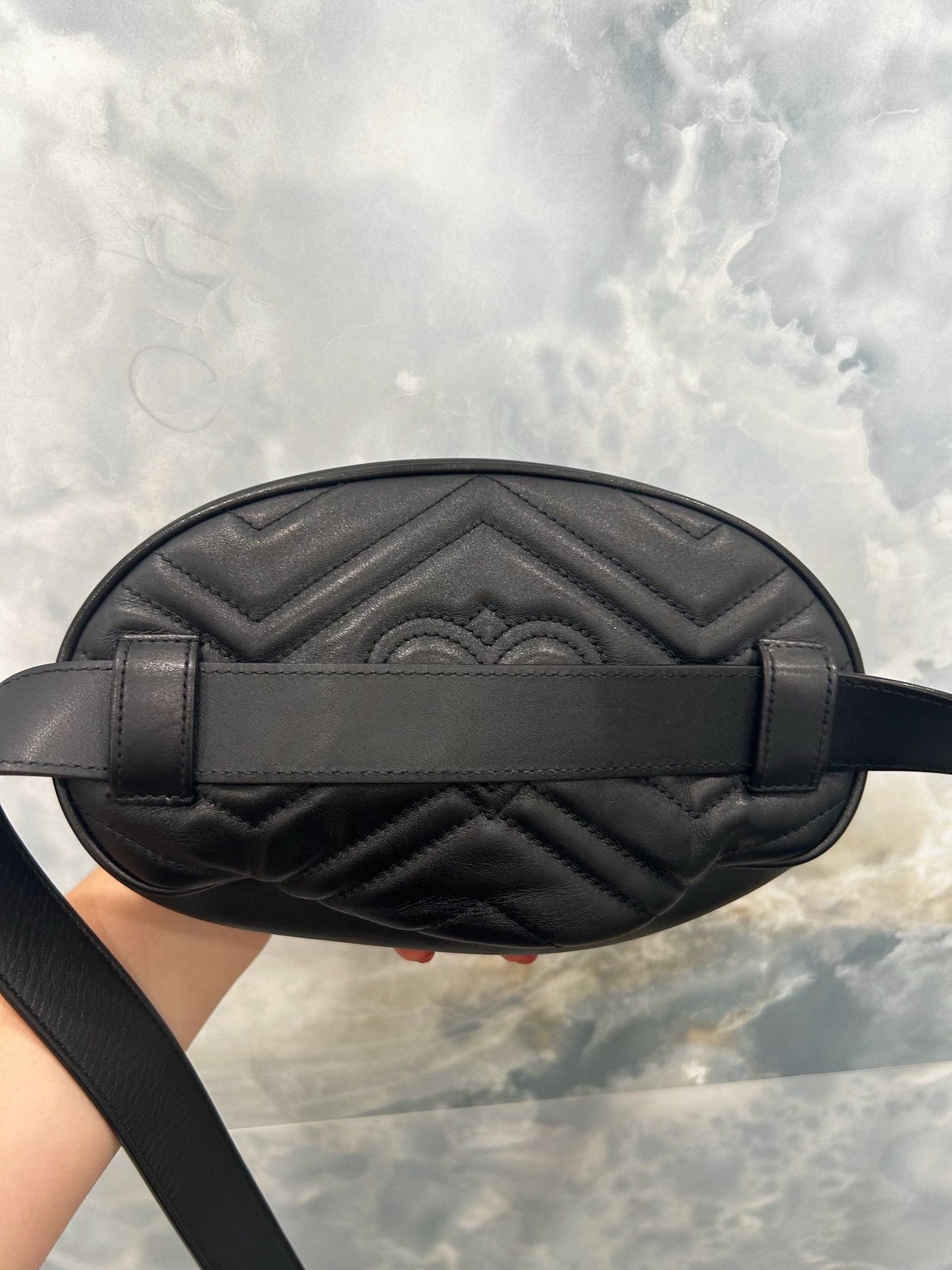 GUCCI GG MARMONT CALFSKIN LEATHER MATELASSE BELT BAG