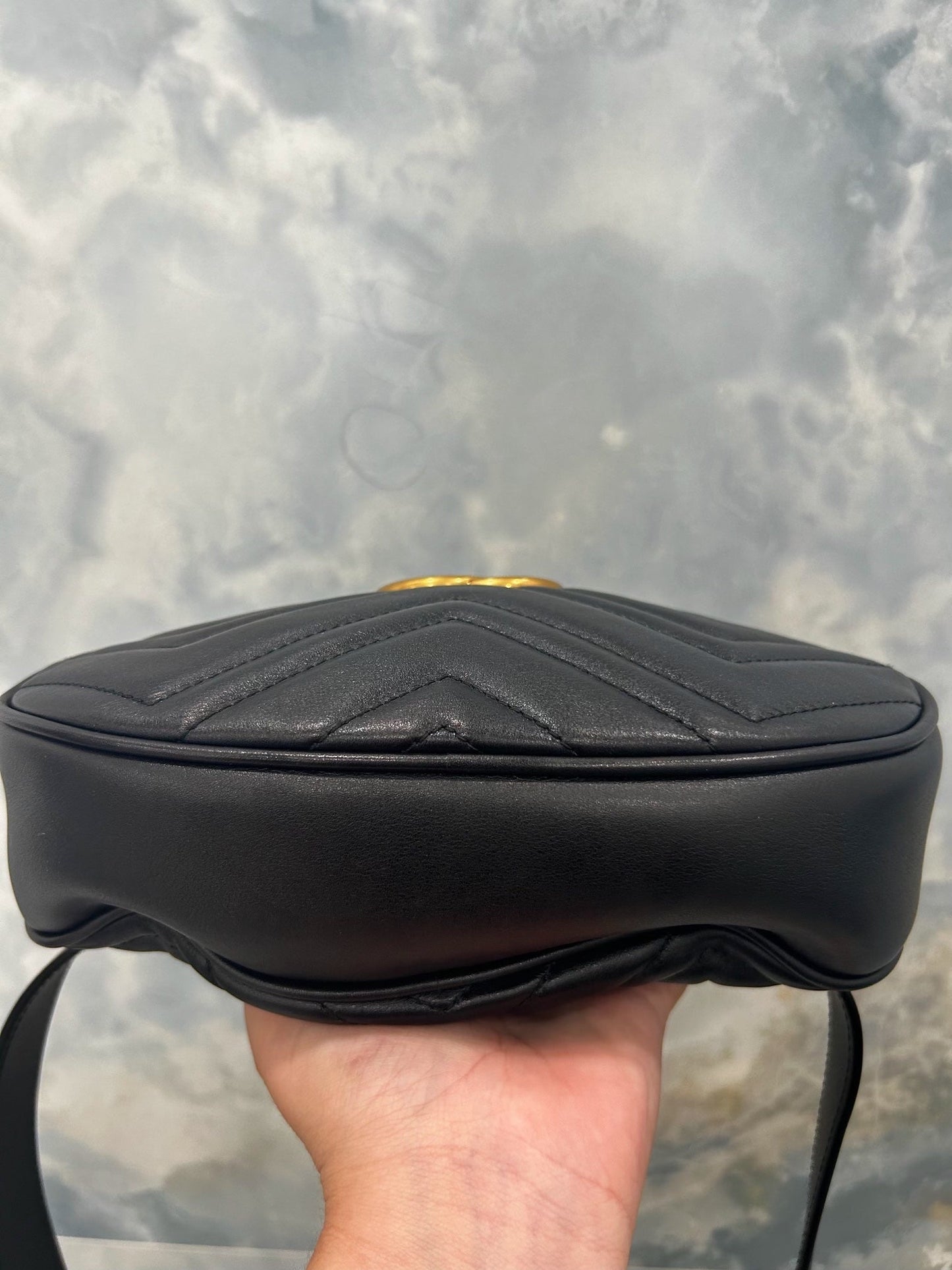 GUCCI GG MARMONT CALFSKIN LEATHER MATELASSE BELT BAG