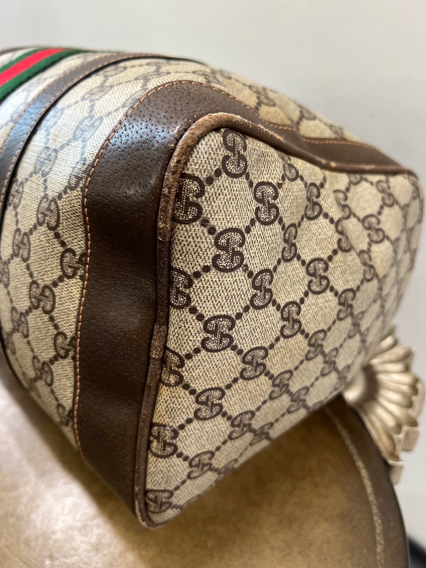 GUCCI GG SUPREME WEB VINTAGE BOSTON BAG