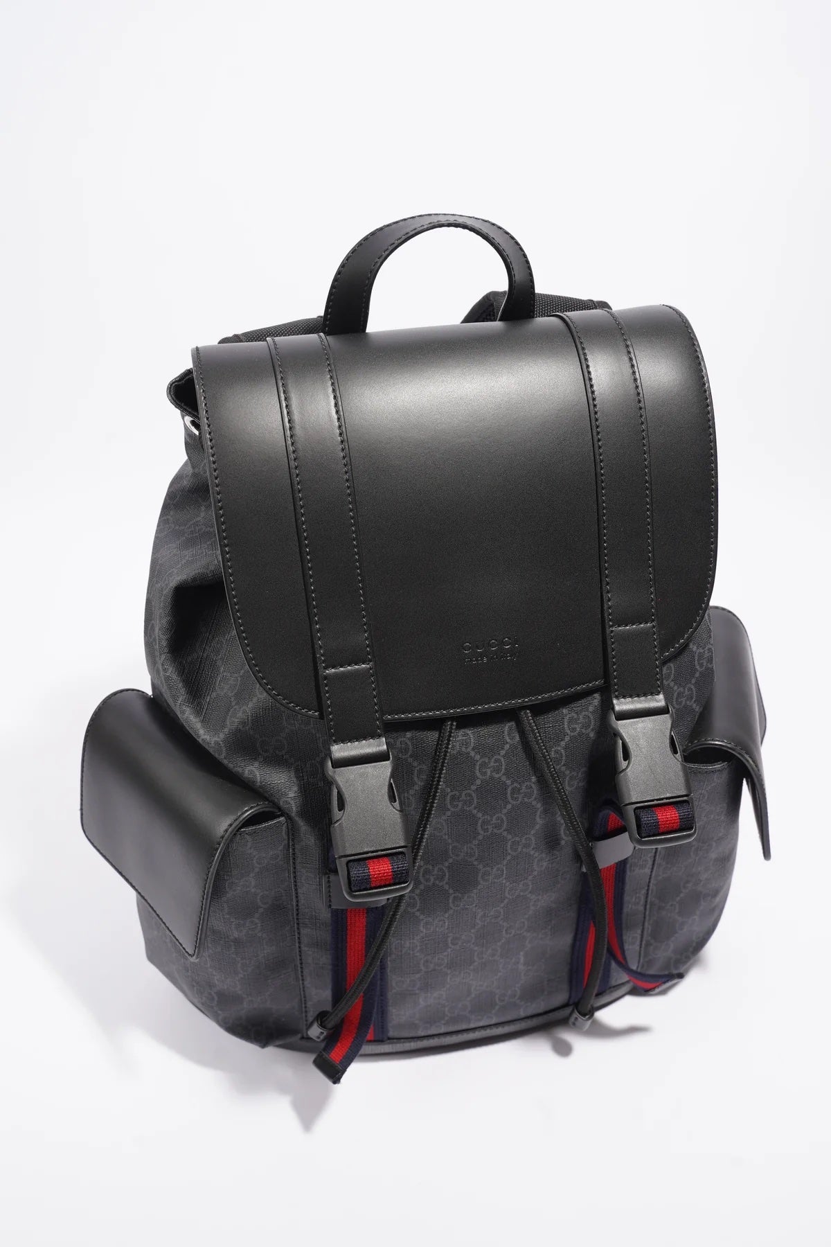 GUCCI GG SUPREME MONOGRAM APPIA CALFSKIN WEB BACKPACK