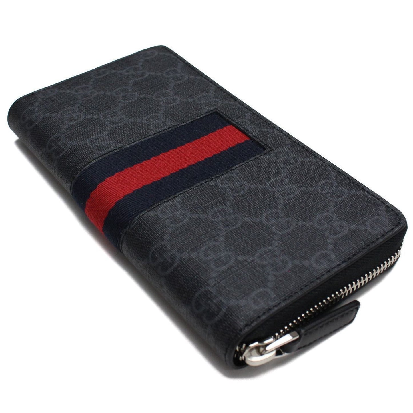 GUCCI GG Supreme Web Zip Around Wallet