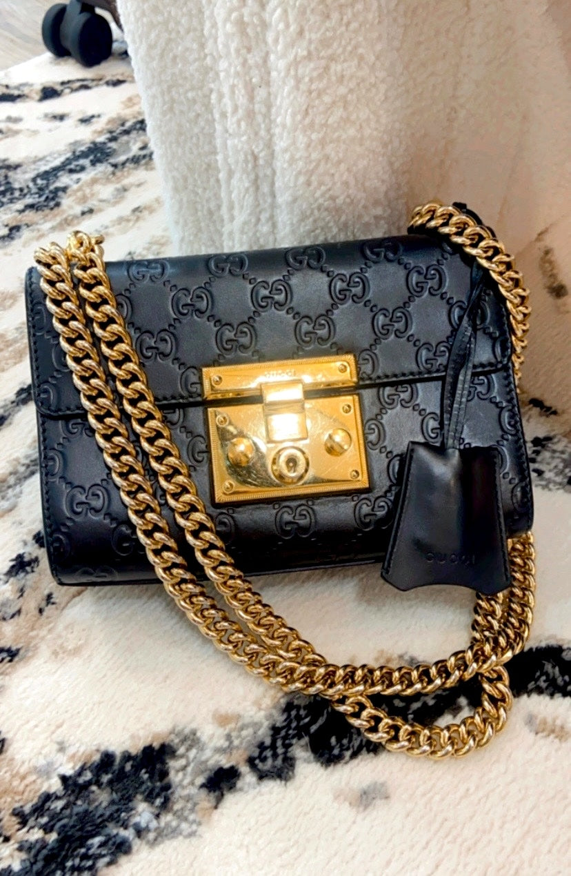 GUCCI GUCCISSIMA LEATHER SMALL PADLOCK SHOULDER BAG