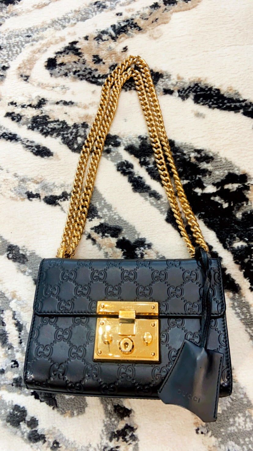 GUCCI GUCCISSIMA LEATHER SMALL PADLOCK SHOULDER BAG