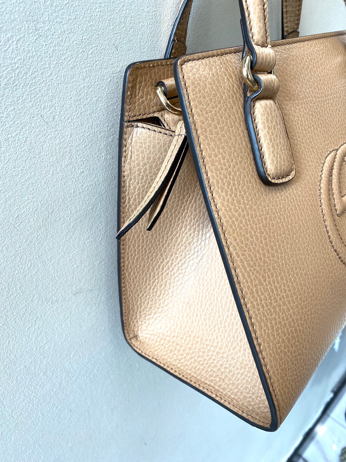 GUCCI SOHO CONVERTIBLE TOP HANDLE LEATHER BAG