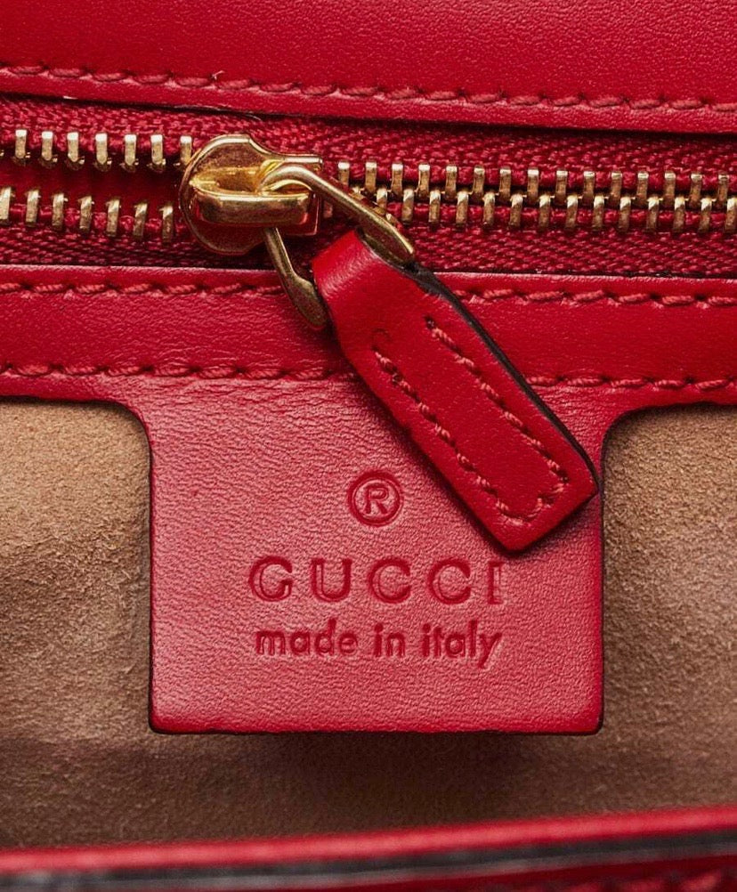 GUCCI CALFSKIN LEATHER WEB MEDIUM SYLVIE SHOULDER BAG