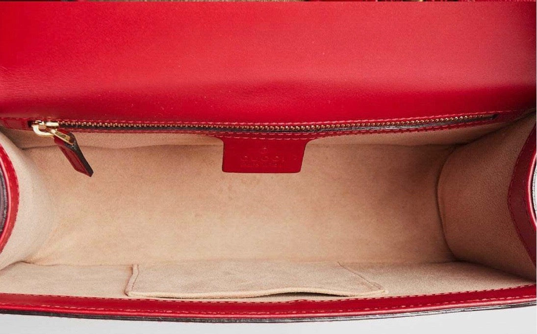GUCCI CALFSKIN LEATHER WEB MEDIUM SYLVIE SHOULDER BAG