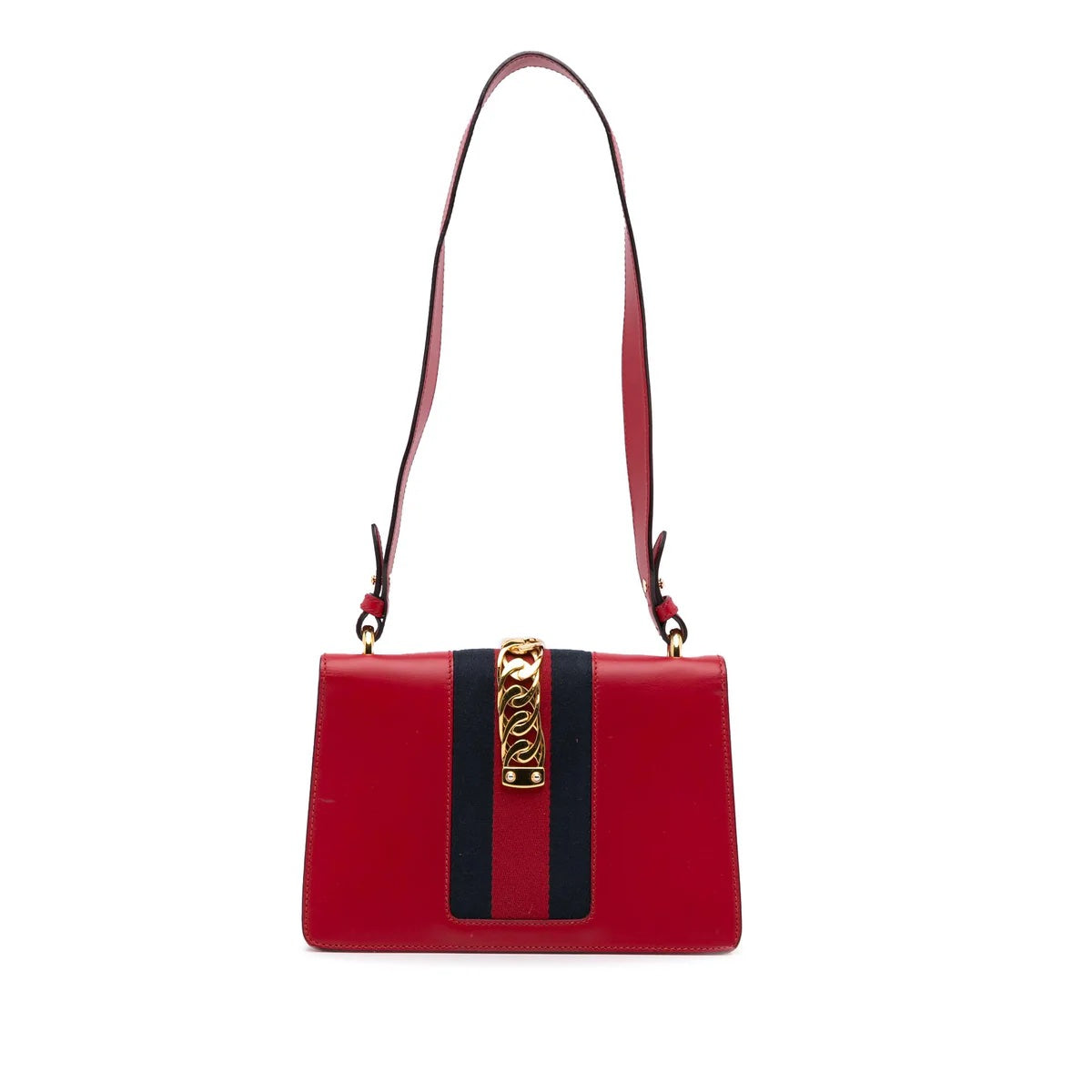 GUCCI CALFSKIN LEATHER WEB MEDIUM SYLVIE SHOULDER BAG