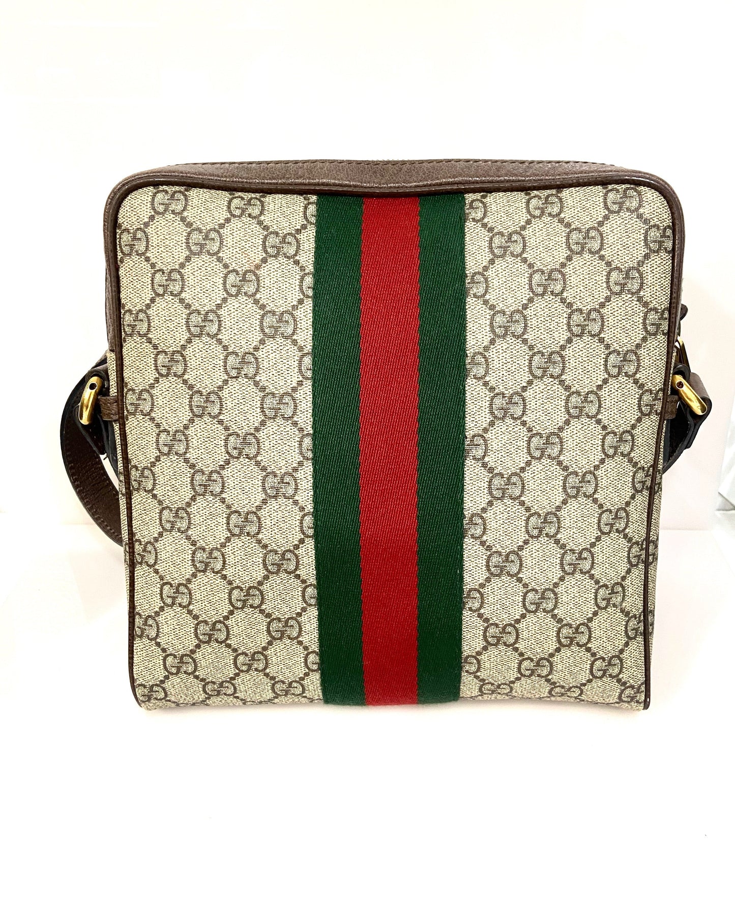 GUCCI GG SUPREME MONOGRAM WEB OPHIDIA MESSENGER BAG