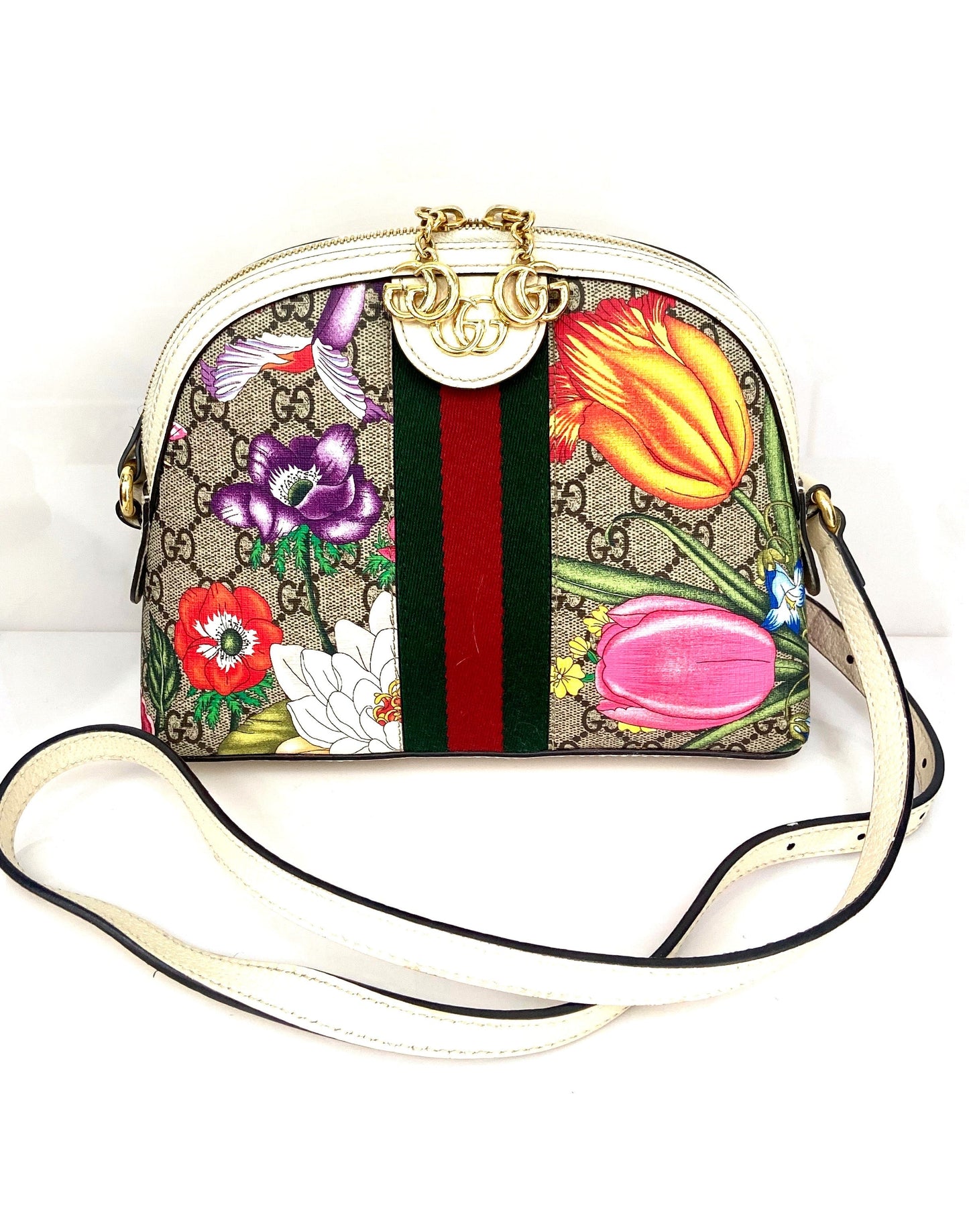 GUCCI OPHIDIA FLORA DOME SHOULDER BAG