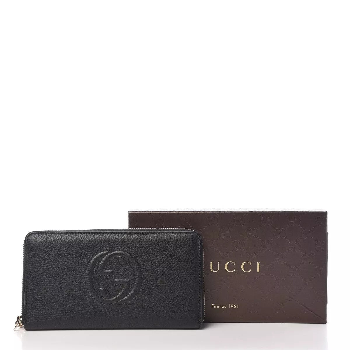 GUCCI GRAINED CALFSKIN LEATHER SOHO ZIPPY WALLET