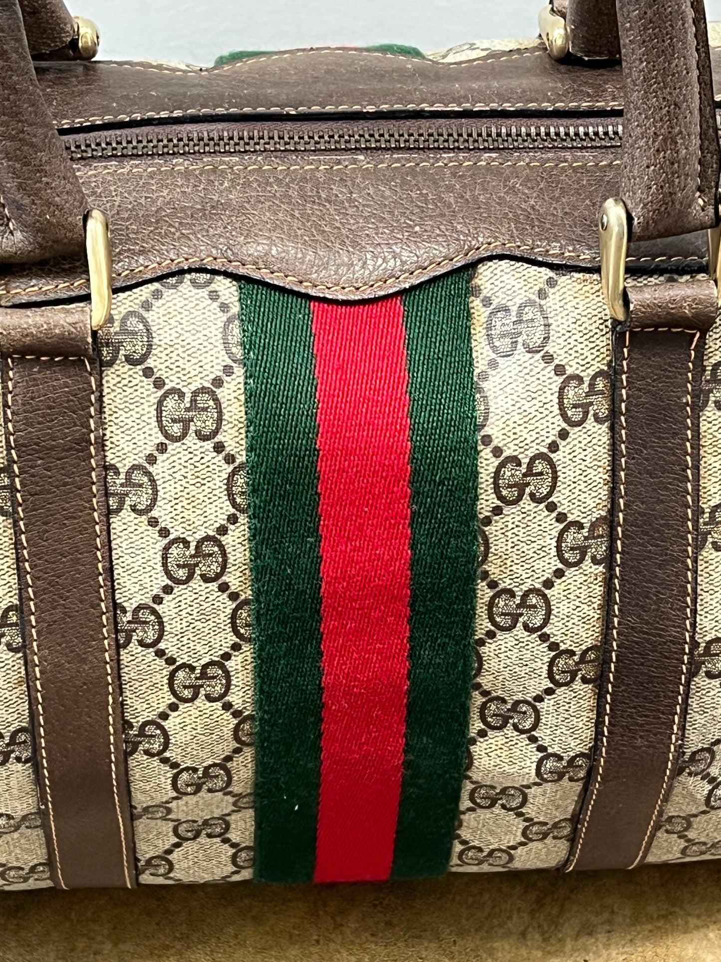 GUCCI GG SUPREME WEB VINTAGE BOSTON BAG