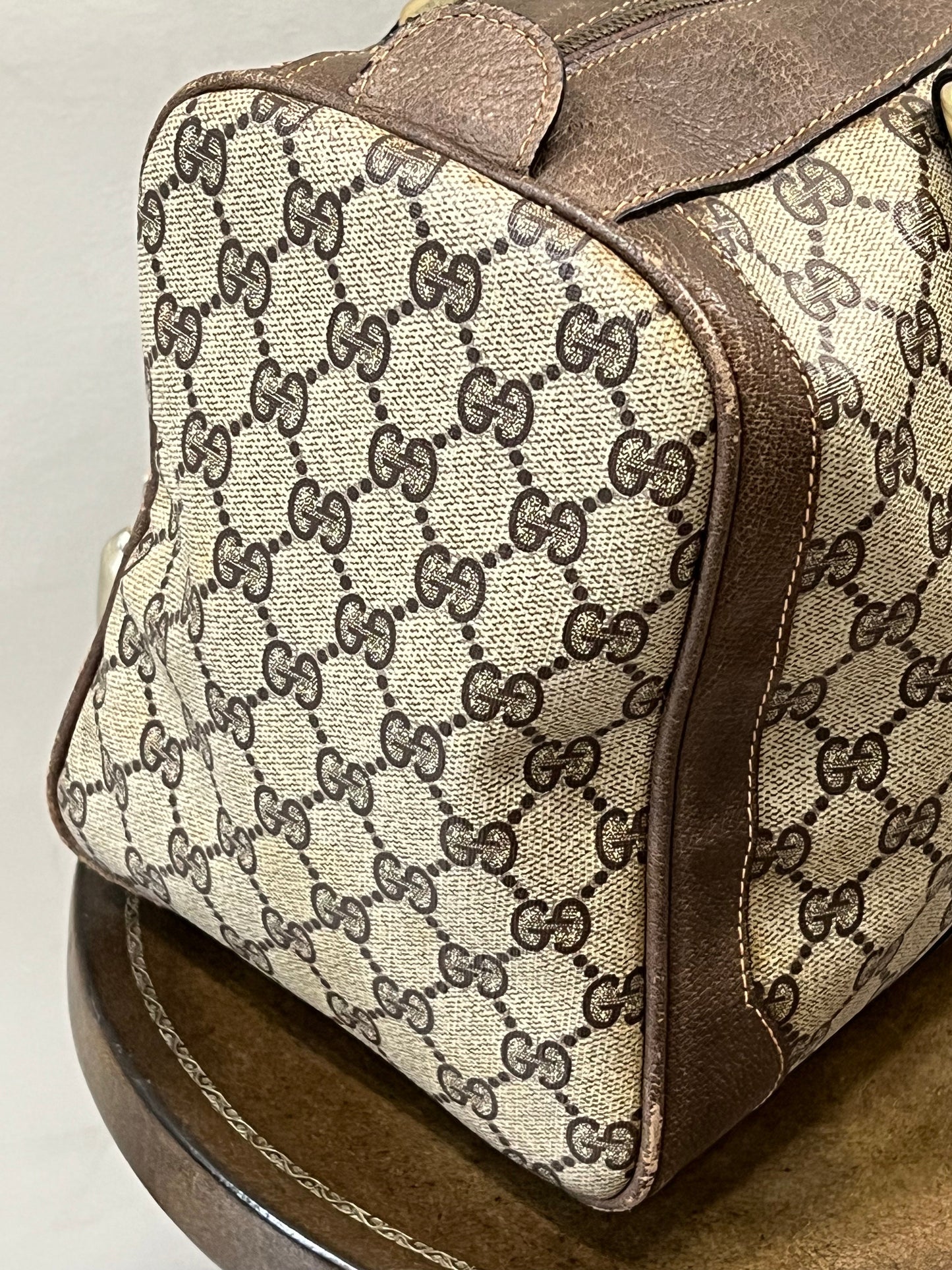 GUCCI GG SUPREME WEB VINTAGE BOSTON BAG