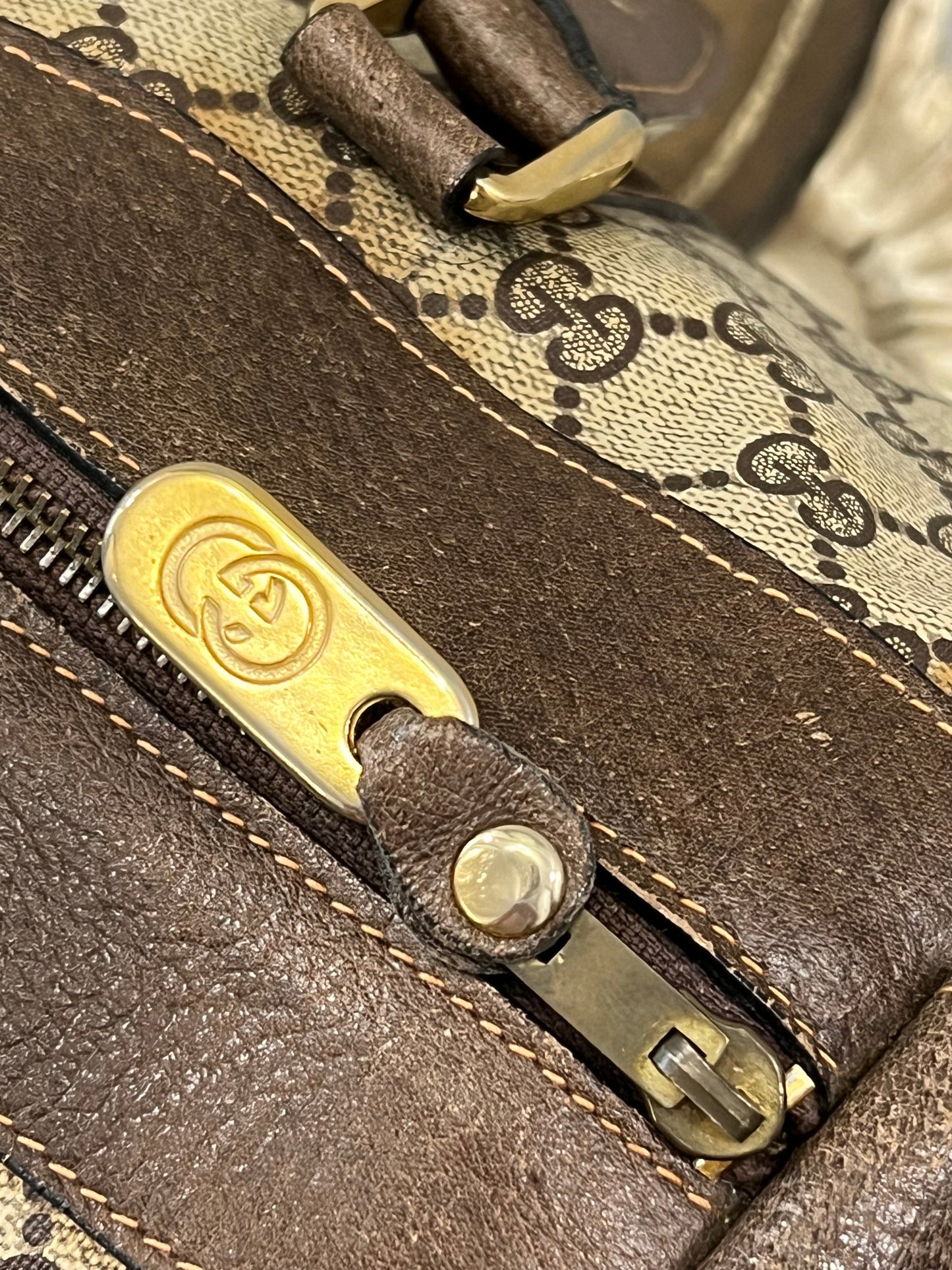 GUCCI GG SUPREME WEB VINTAGE BOSTON BAG