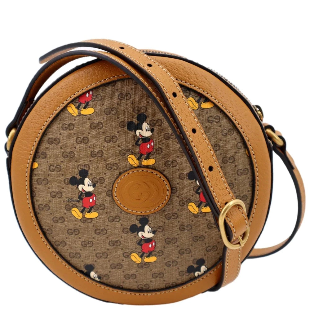GUCCI X DISNEY GG SUPREME MICKEY MOUSE MINI ROUND CROSSBODY BAG