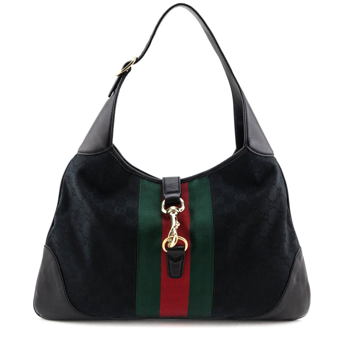 Gucci Black Monogram Canvas Large Jackie O Bouvier Hobo
