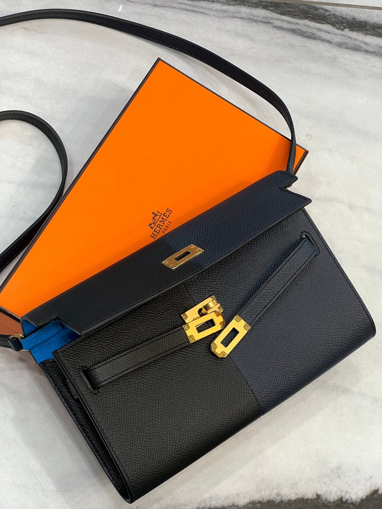 HERMÈS KELLY CASAQUE BICOLOR EPSOM TOGO LEATHER CROSSBODY