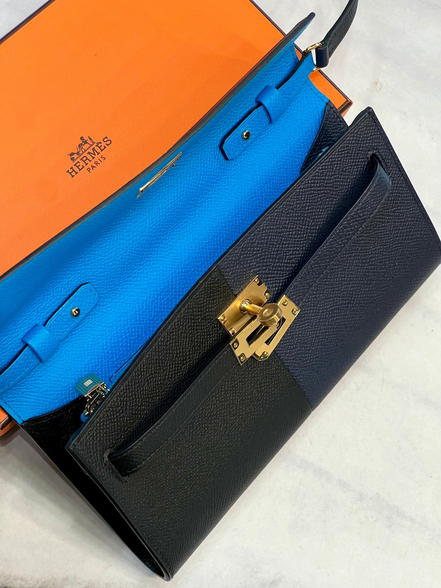 HERMÈS KELLY CASAQUE BICOLOR EPSOM TOGO LEATHER CROSSBODY