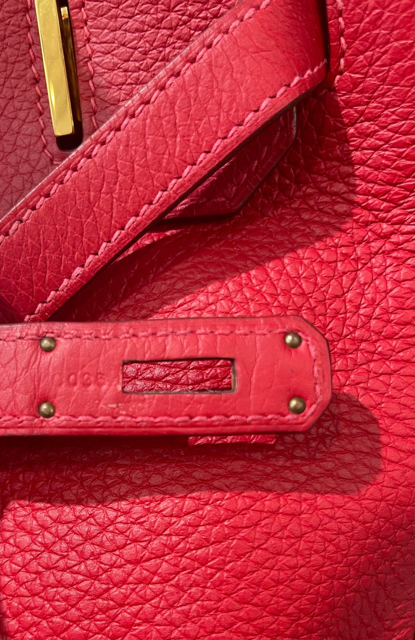 HERMÈS BIRKIN 35 RUBY CLEMENCE HANDBAG