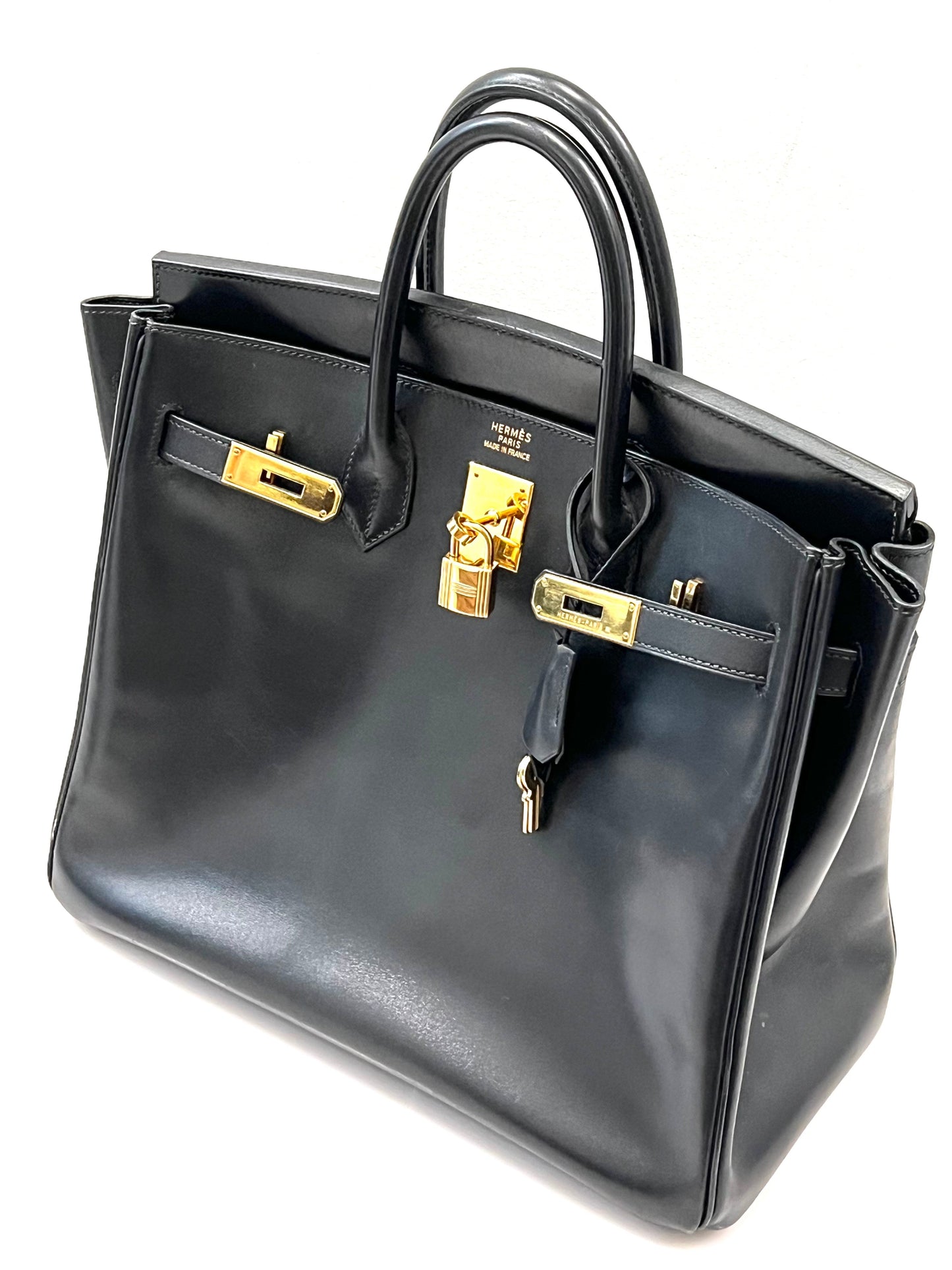 HERMÈS BOX BIRKIN 30 LEATHER HANDBAG