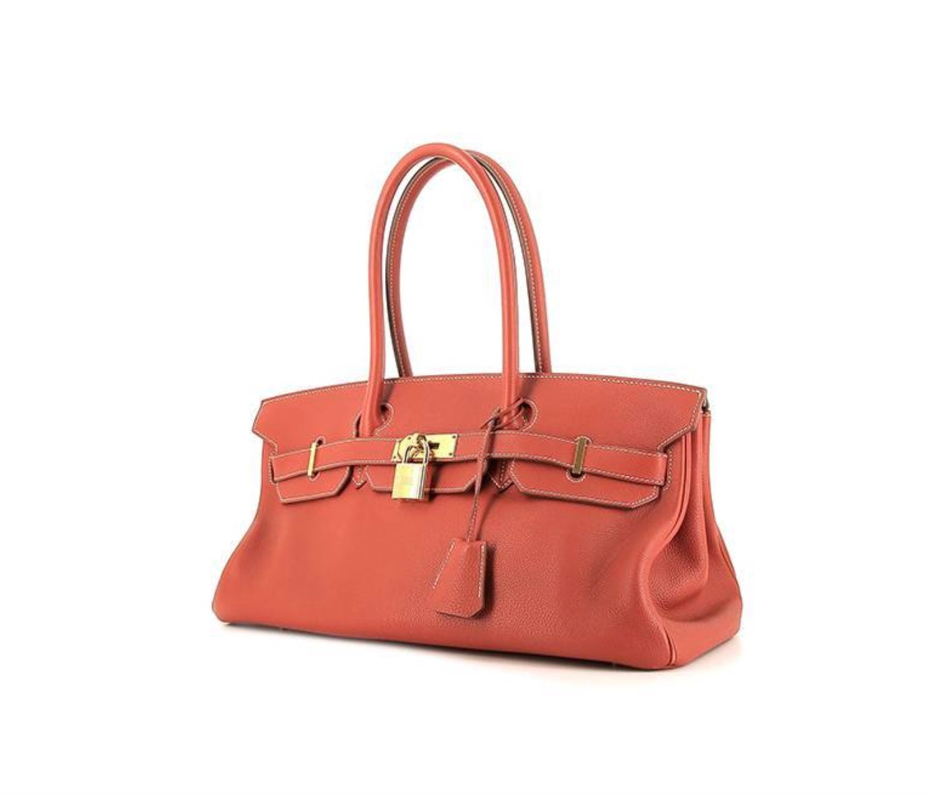 HERMÈS TOGO LEATHER BRIQUE 18K GOLD PLATED BIRKIN HANDBAG-HS