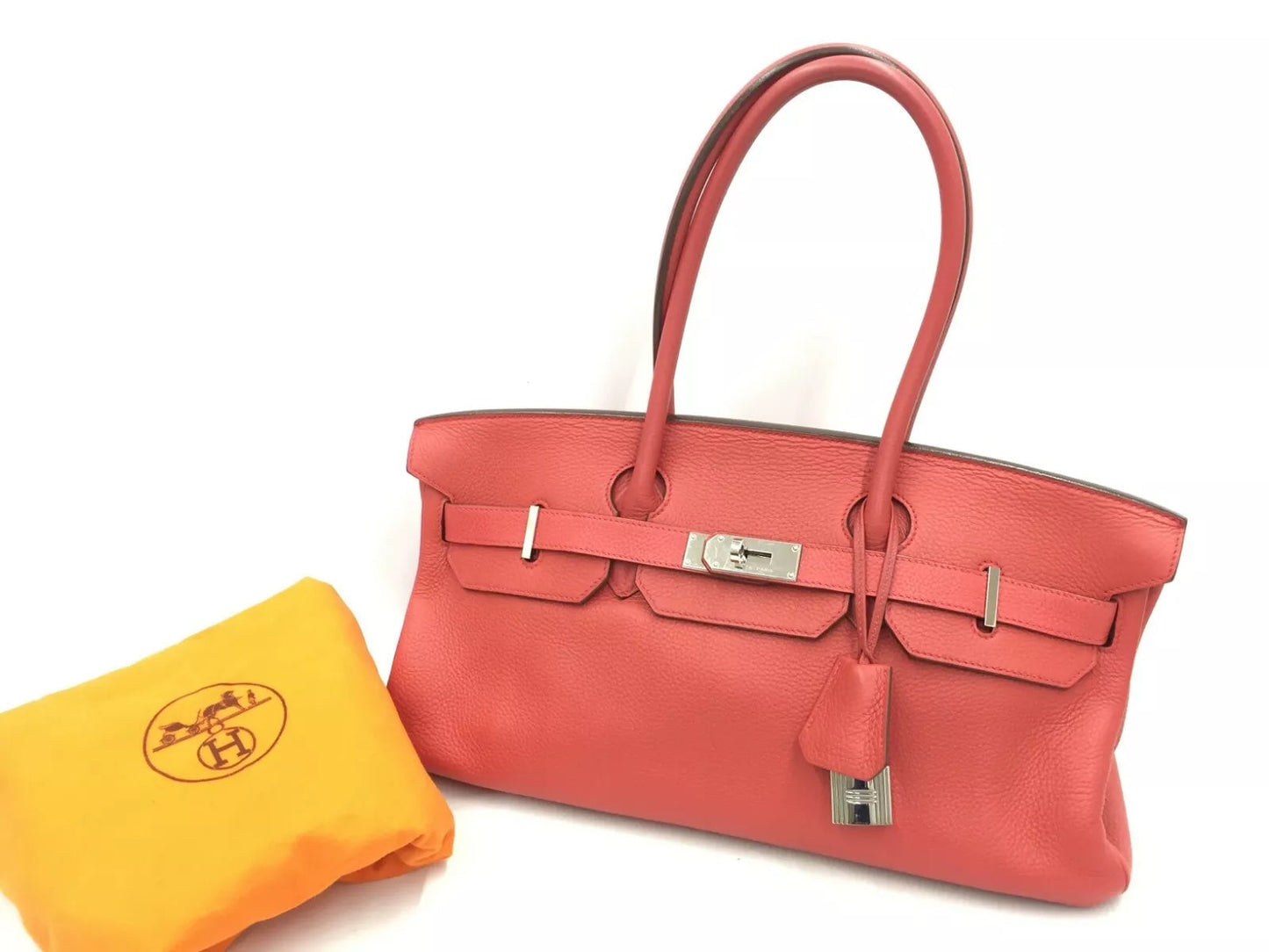 HERMÈS TOGO LEATHER BRIQUE 18K GOLD PLATED BIRKIN HANDBAG-HS