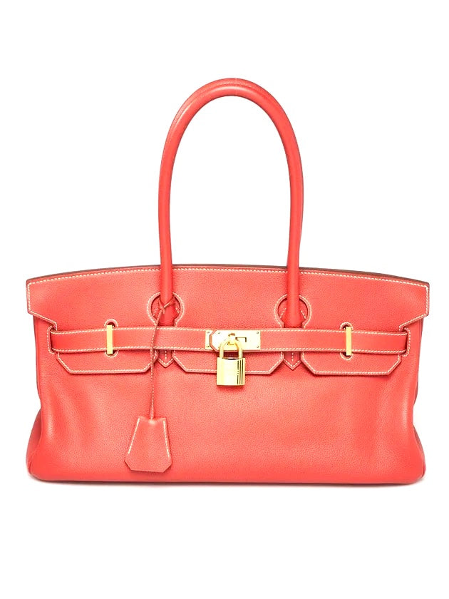 HERMÈS TOGO LEATHER BRIQUE 18K GOLD PLATED BIRKIN HANDBAG-HS