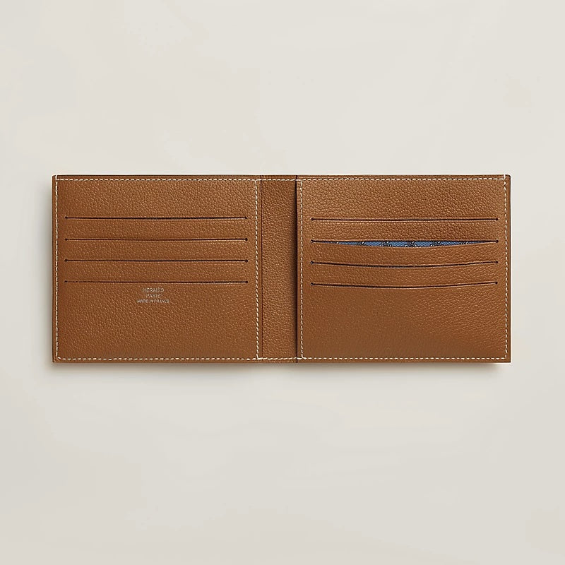 HERMÈS CITIZEN TWILL BI-FOLD CALFSKIN LEATHER WALLET