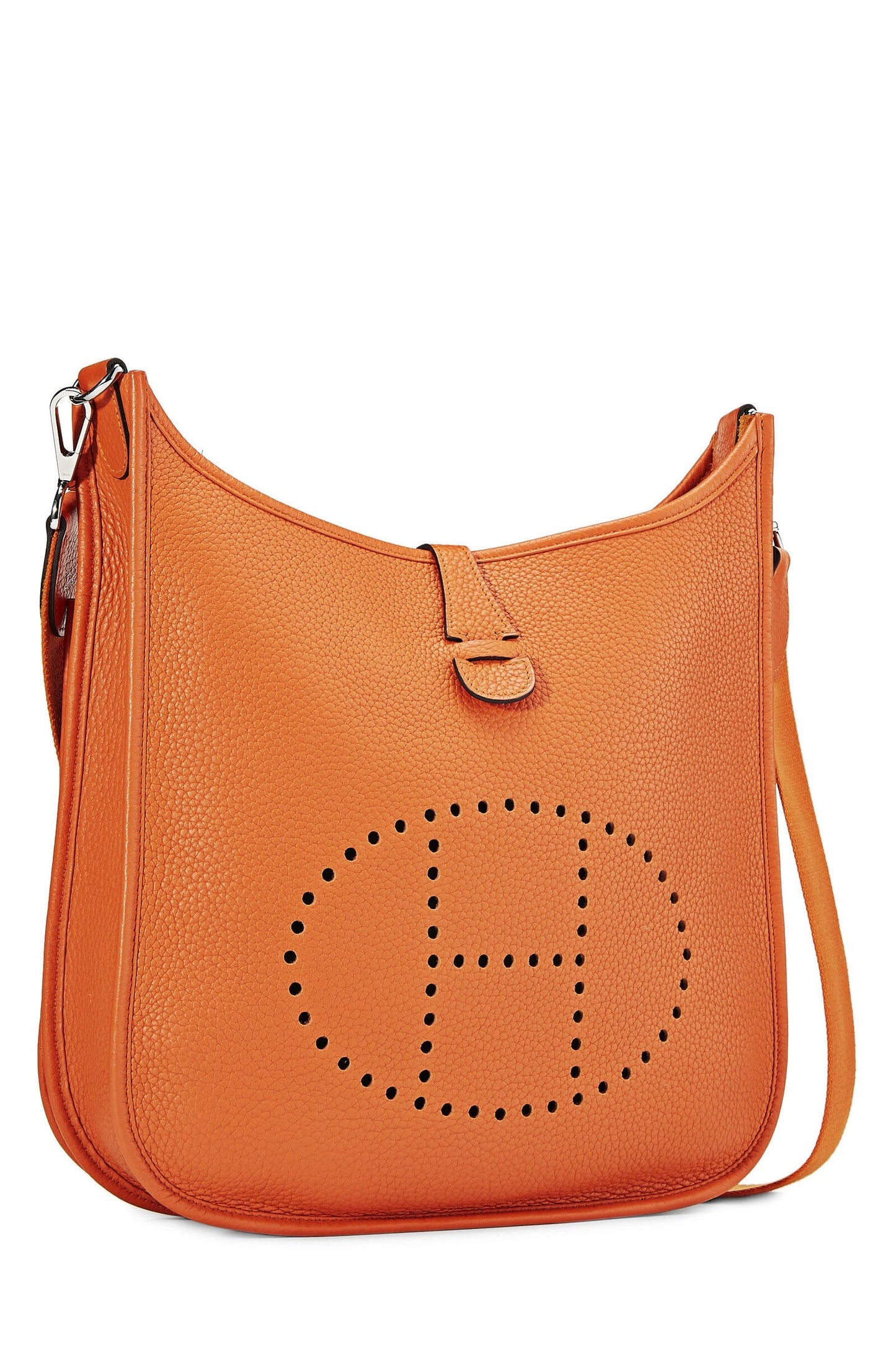 HERMÈS EVELYNE III PM CLEMENCE SHOULDER BAG IN ORANGE